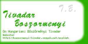 tivadar boszormenyi business card